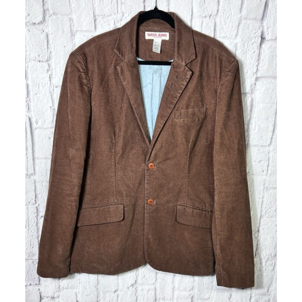 Guess Jeans Men’s Brown Corduroy Blazer Jacket Business Causal Button Size XL